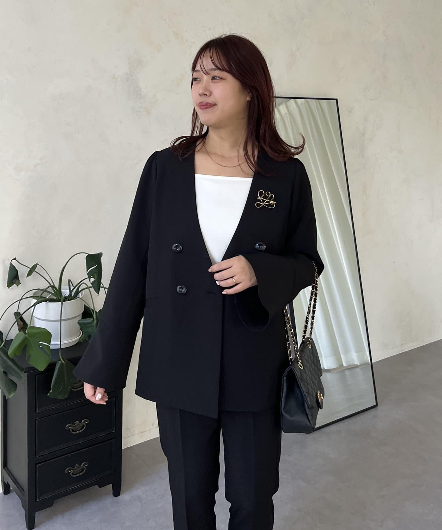 【媽媽監修!禮服單品】雙排扣喇叭袖V領夾克