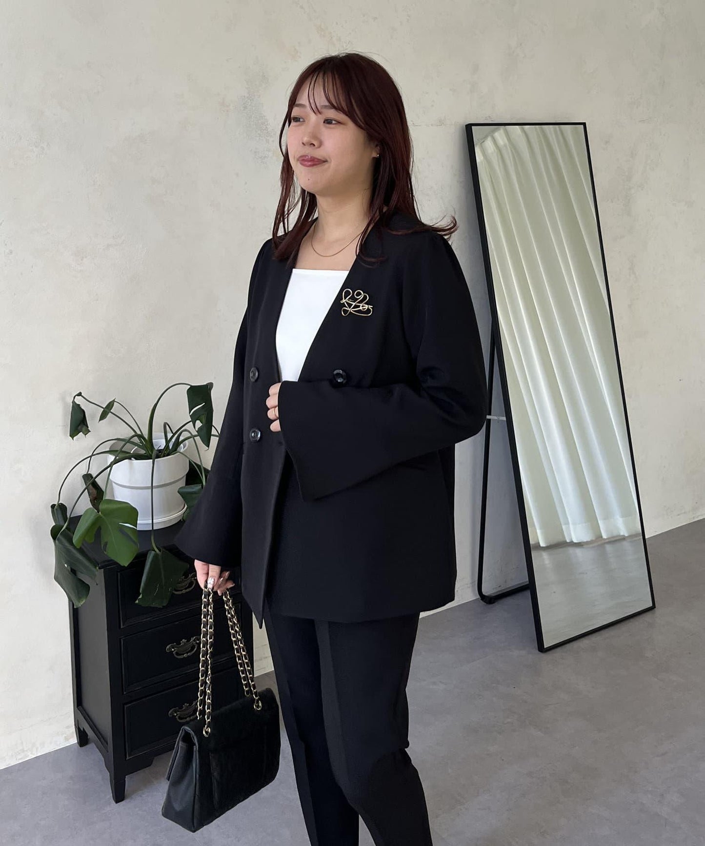 【媽媽監修!禮服單品】雙排扣喇叭袖V領夾克