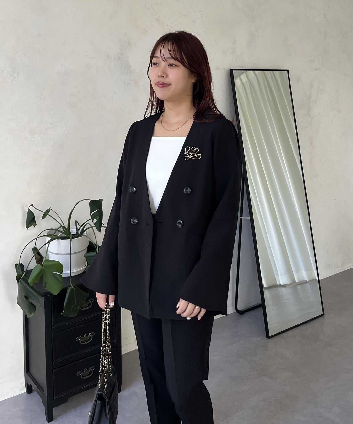 【媽媽監修!禮服單品】雙排扣喇叭袖V領夾克