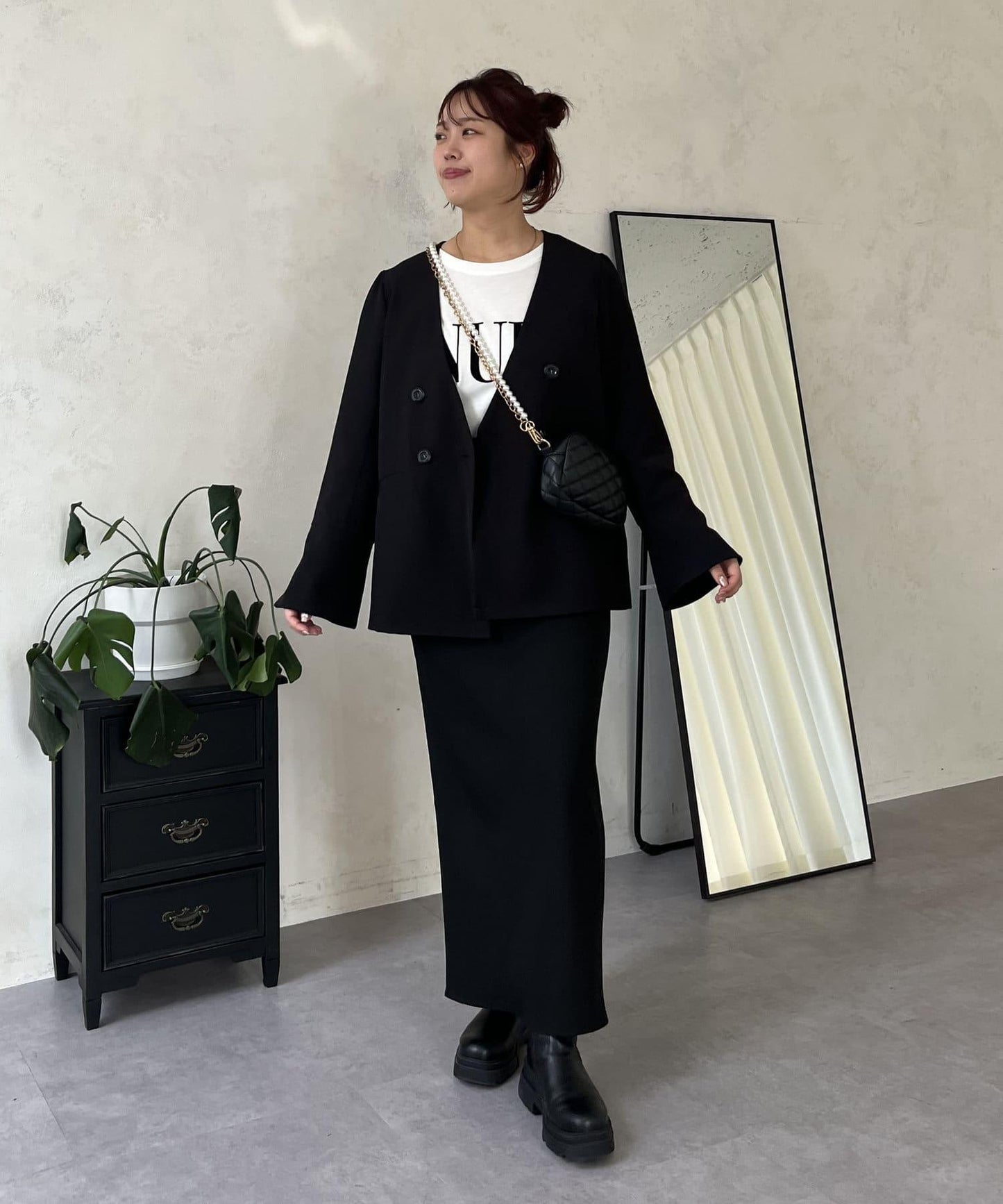 【媽媽監修!禮服單品】雙排扣喇叭袖V領夾克