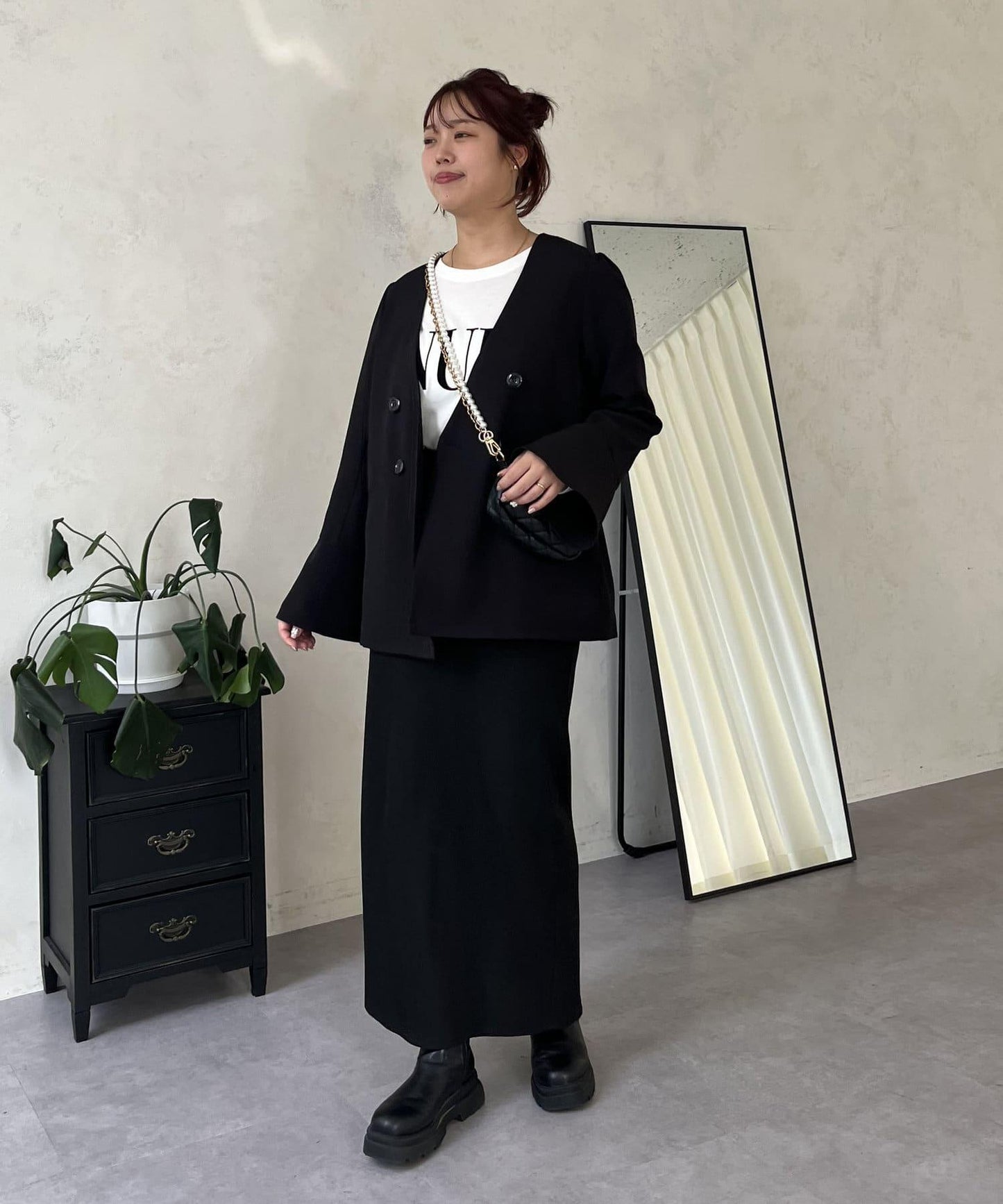 【媽媽監修!禮服單品】雙排扣喇叭袖V領夾克