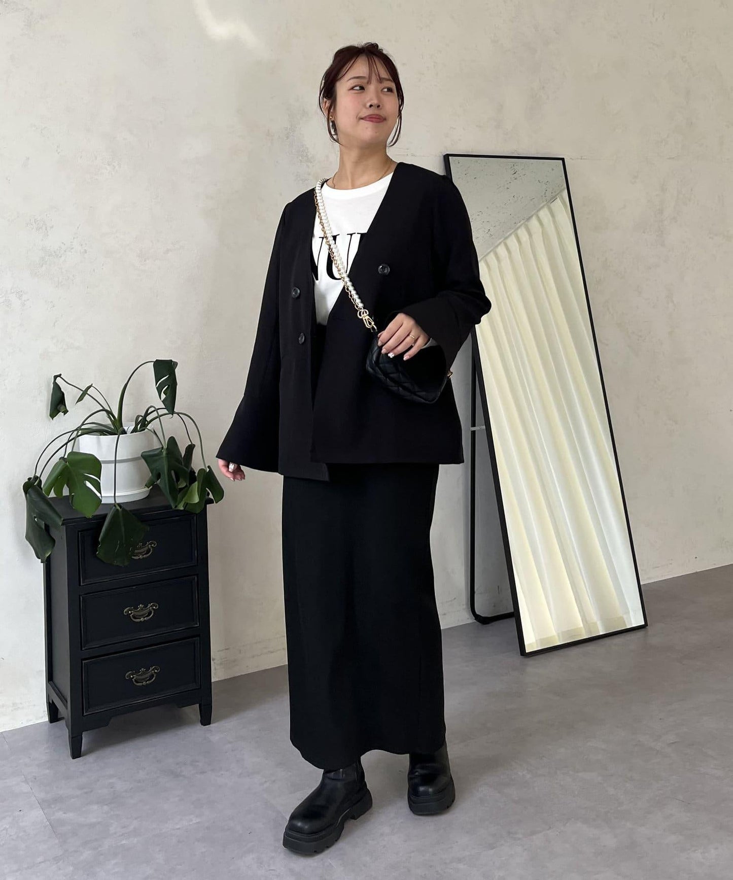 【媽媽監修!禮服單品】雙排扣喇叭袖V領夾克