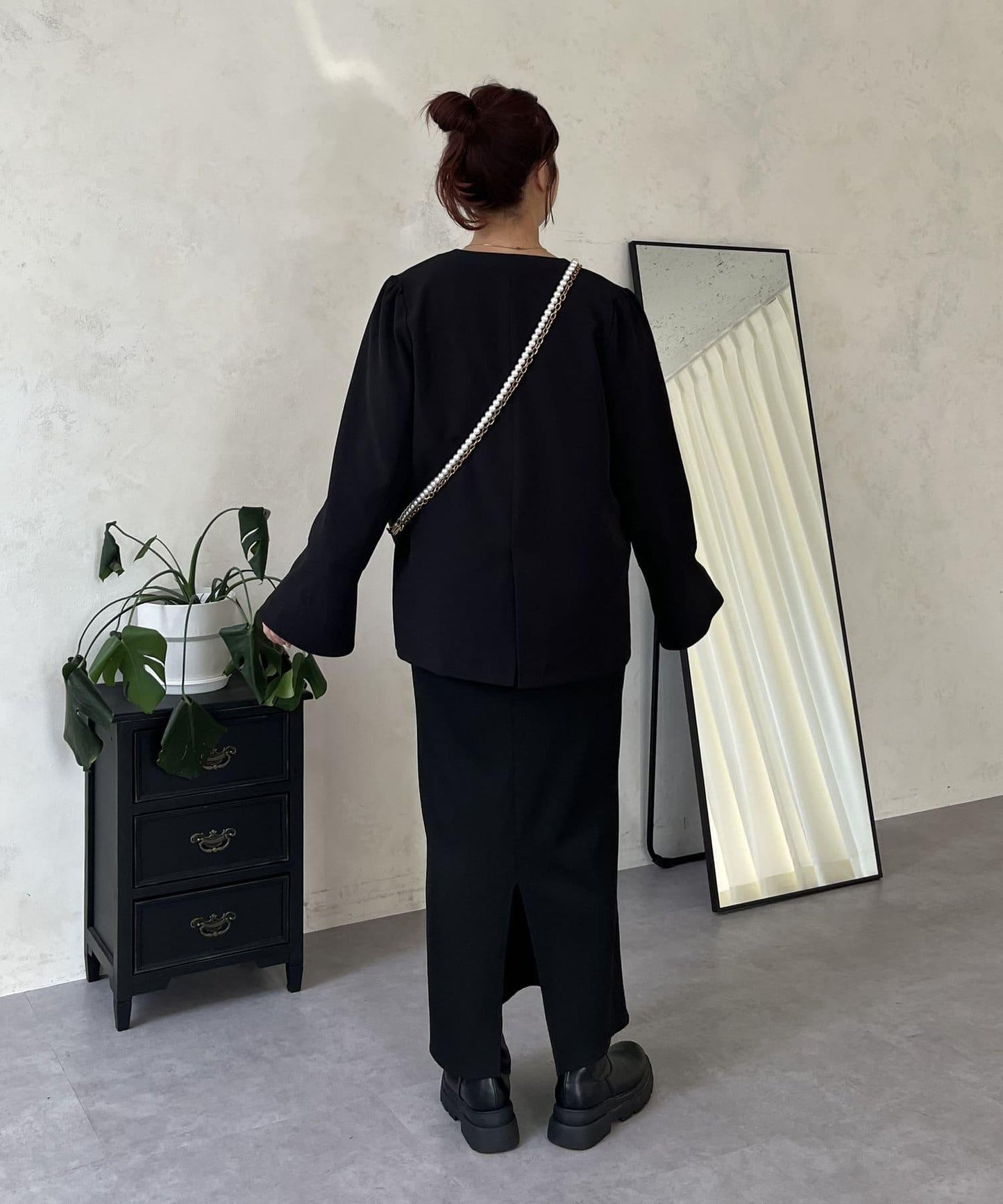 【媽媽監修!禮服單品】雙排扣喇叭袖V領夾克