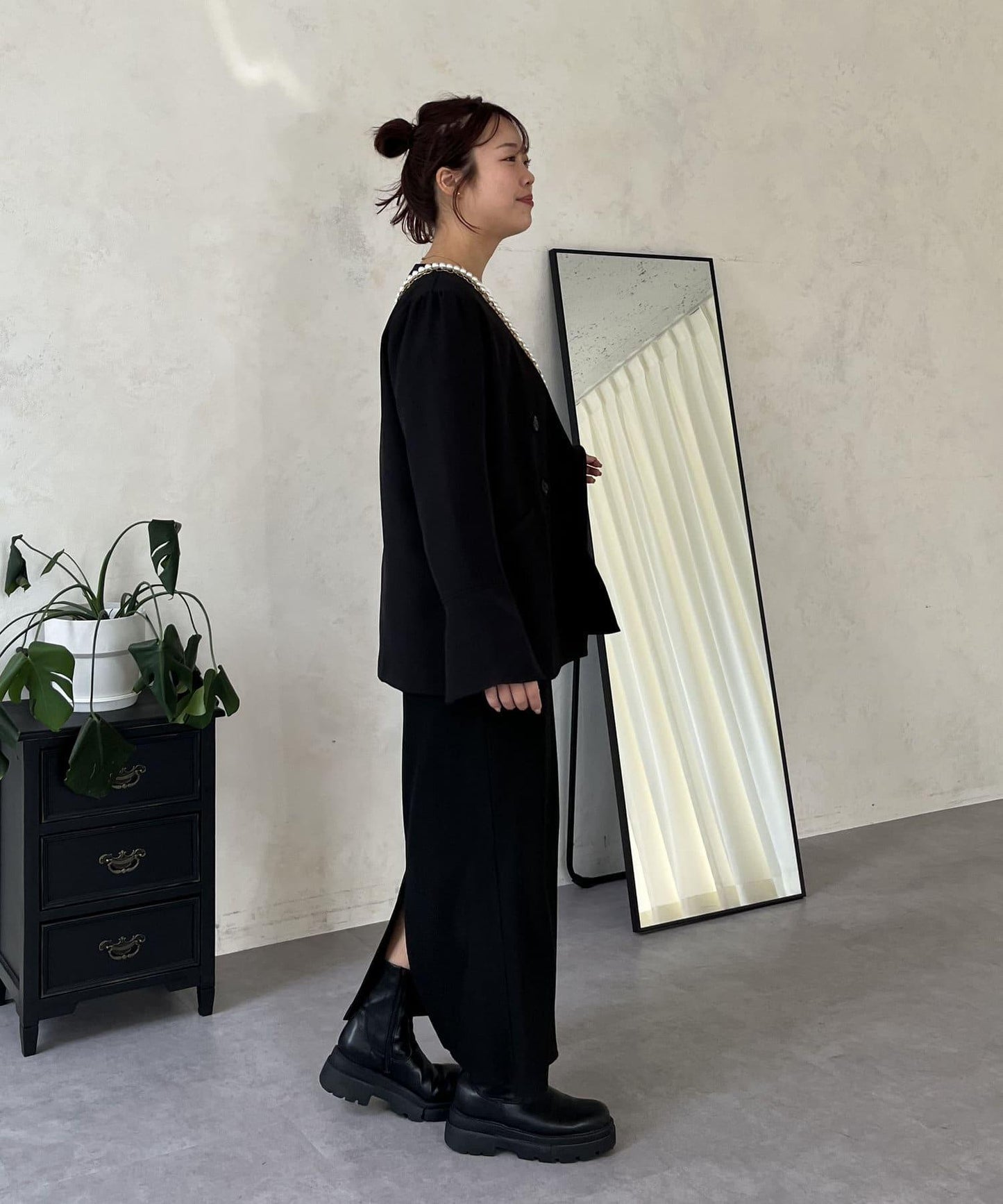 【媽媽監修!禮服單品】雙排扣喇叭袖V領夾克