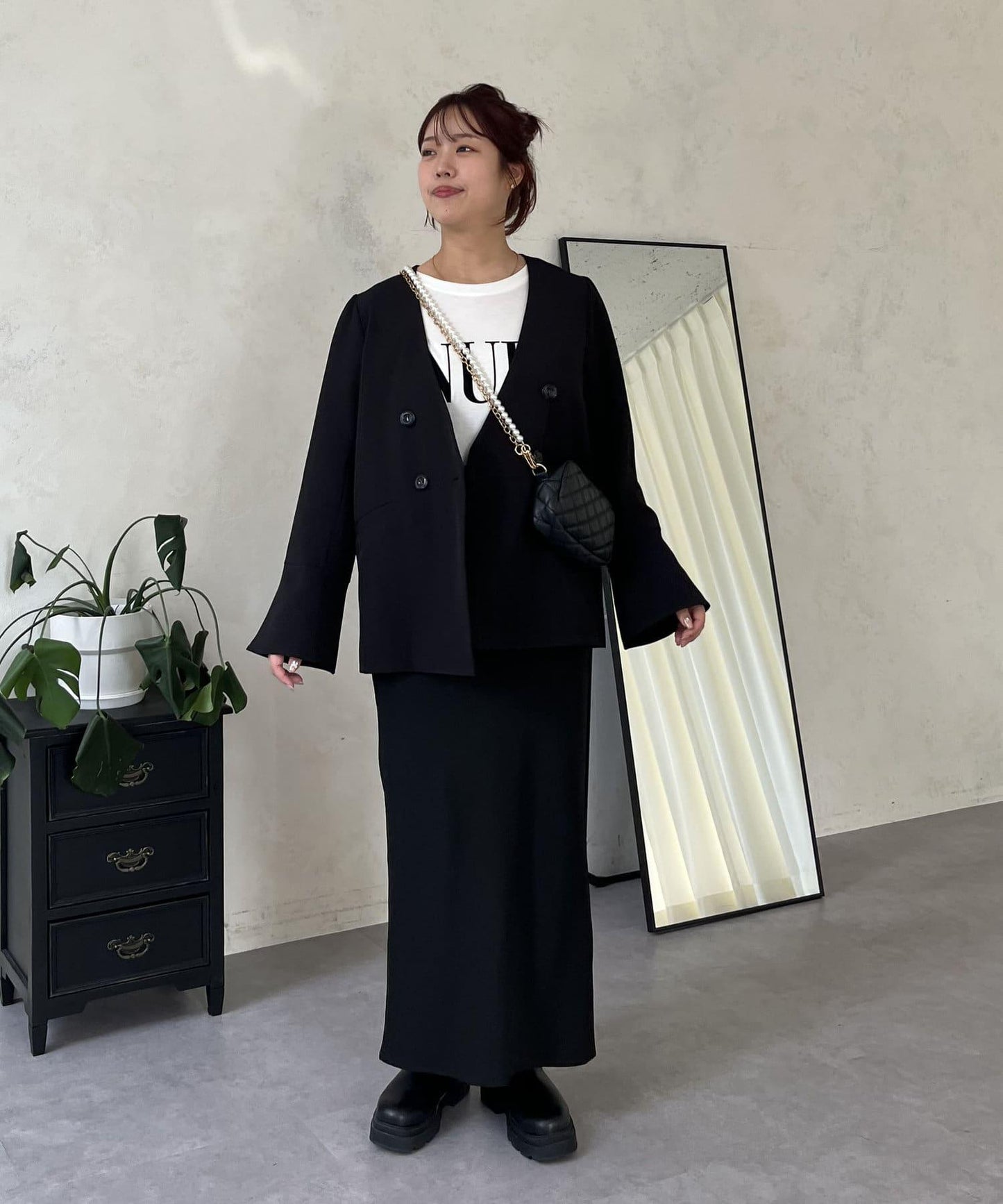 【媽媽監修!禮服單品】雙排扣喇叭袖V領夾克