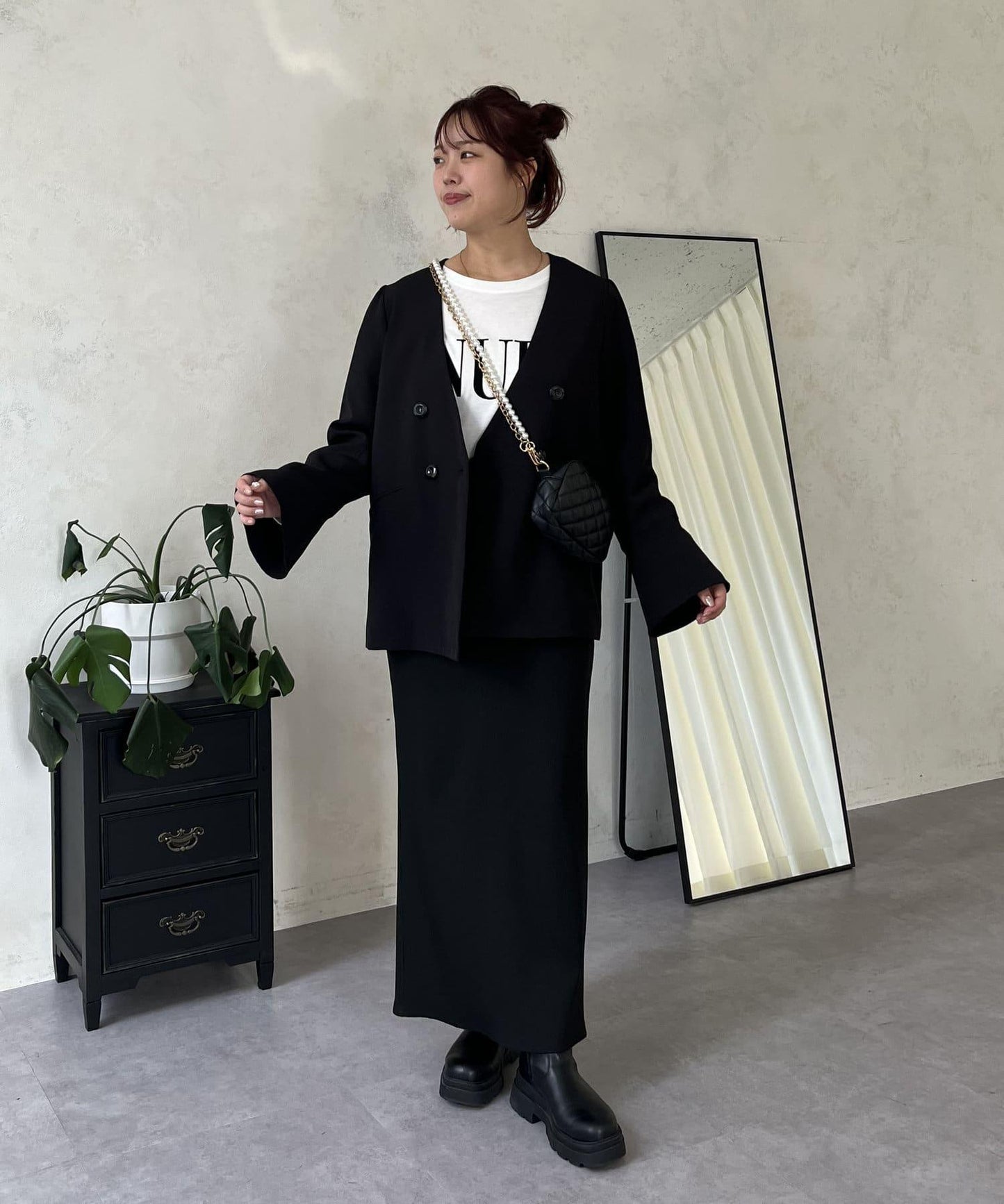 【媽媽監修!禮服單品】雙排扣喇叭袖V領夾克