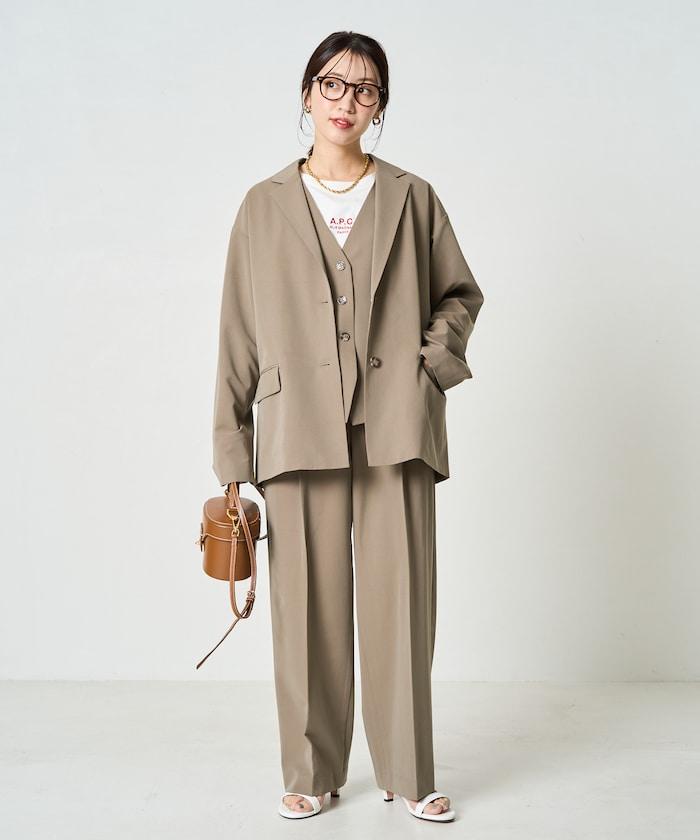 打褶直筒褲(套裝款)