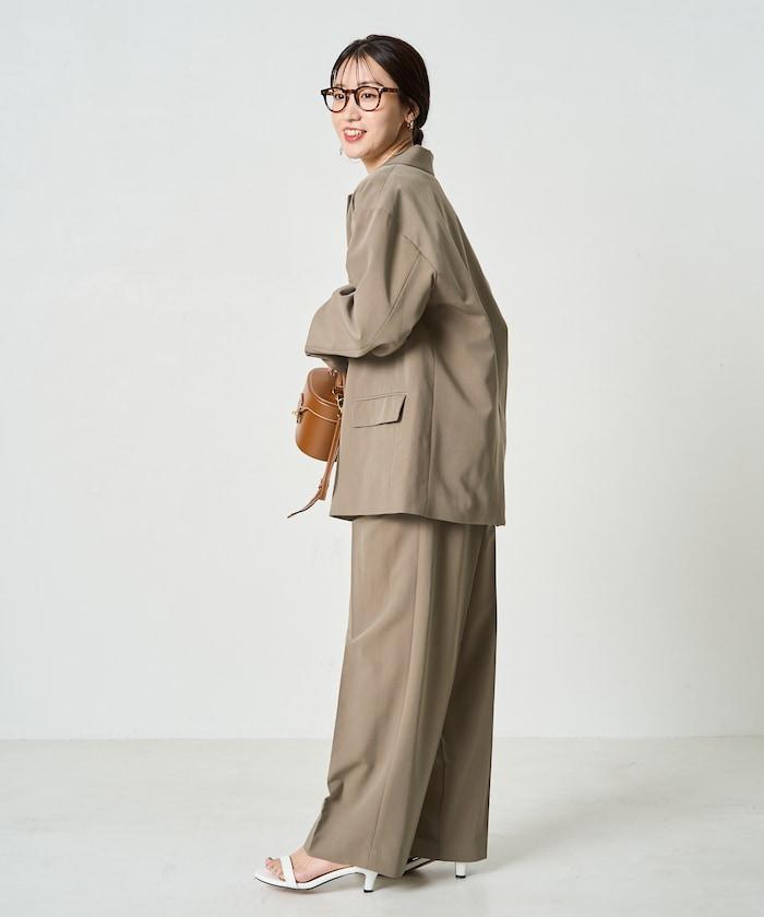 打褶直筒褲(套裝款)