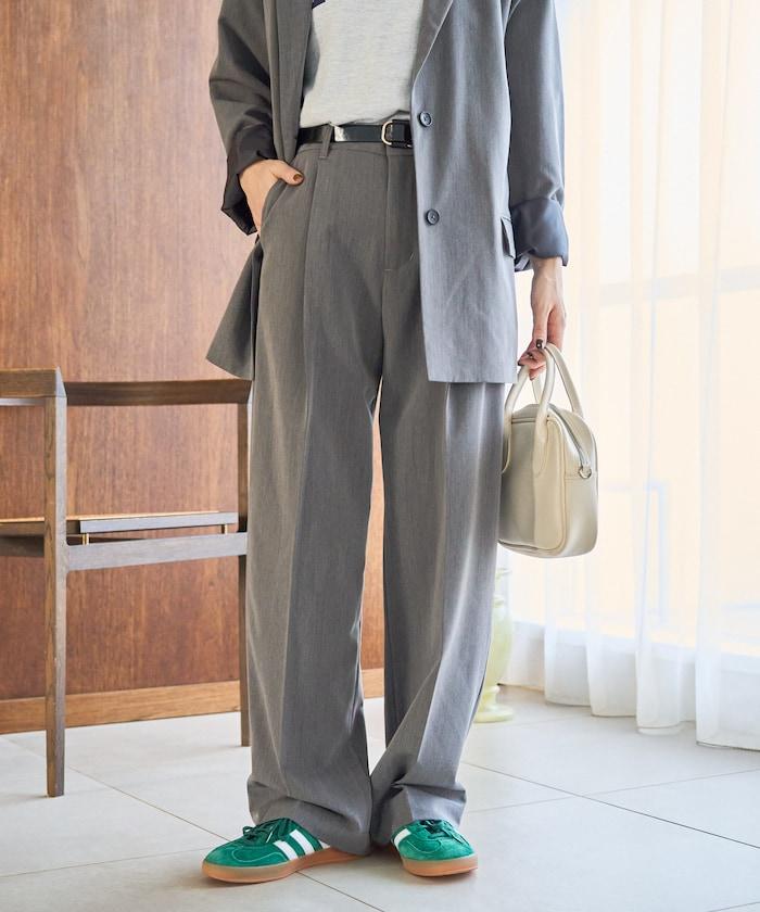 打褶直筒褲(套裝款)