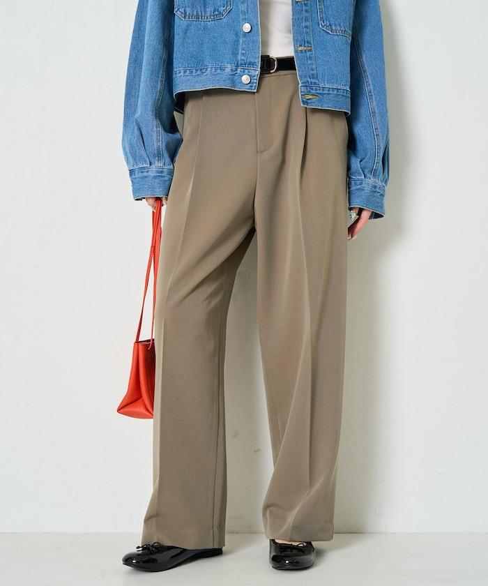 打褶直筒褲(套裝款)