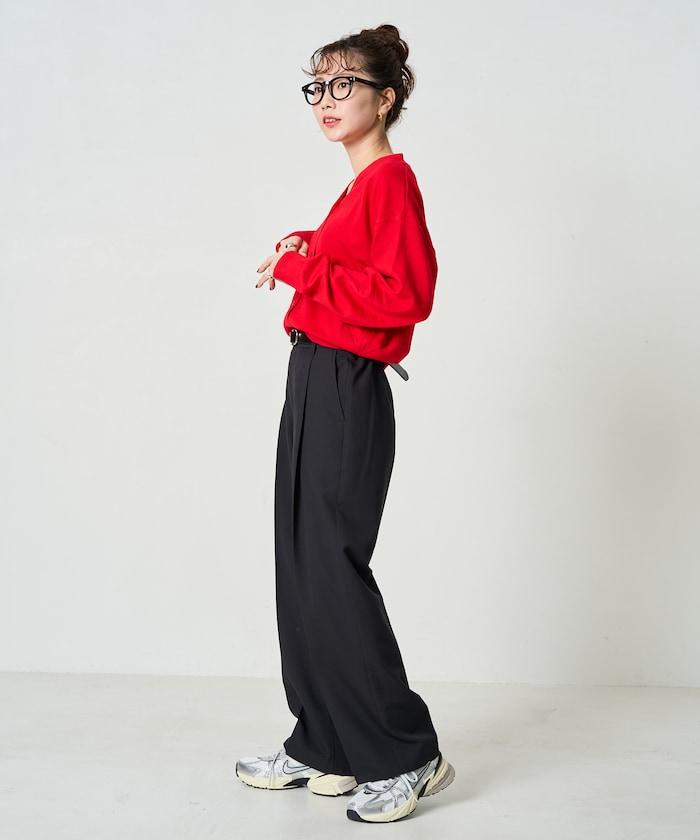 打褶直筒褲(套裝款)