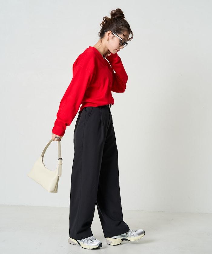 打褶直筒褲(套裝款)