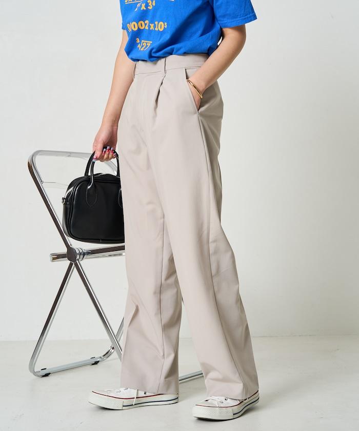 打褶直筒褲(套裝款)