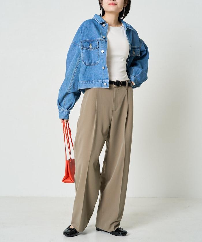 打褶直筒褲(套裝款)