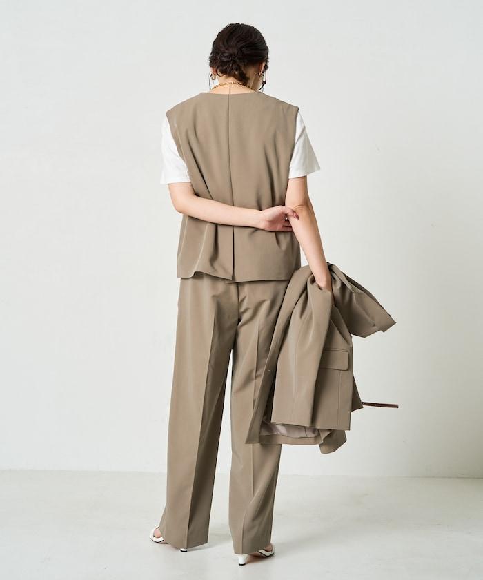 打褶直筒褲(套裝款)