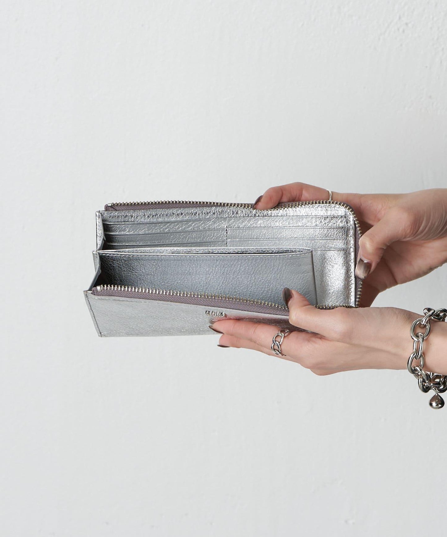 迷你單色印花長款錢包