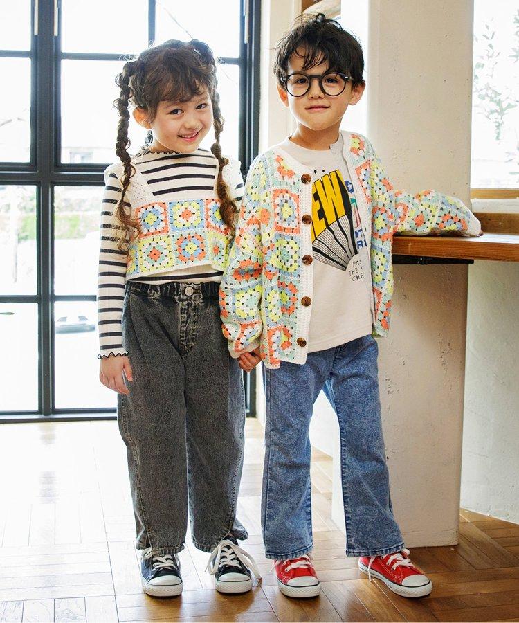 化學處理過的喇叭褲牛仔褲 十分褲長