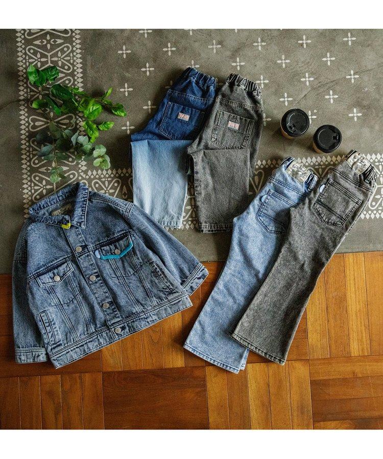 化學處理過的喇叭褲牛仔褲 十分褲長