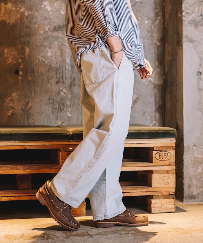 版 寬鬆牛仔廚師褲