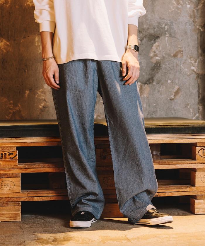 版 寬鬆牛仔廚師褲