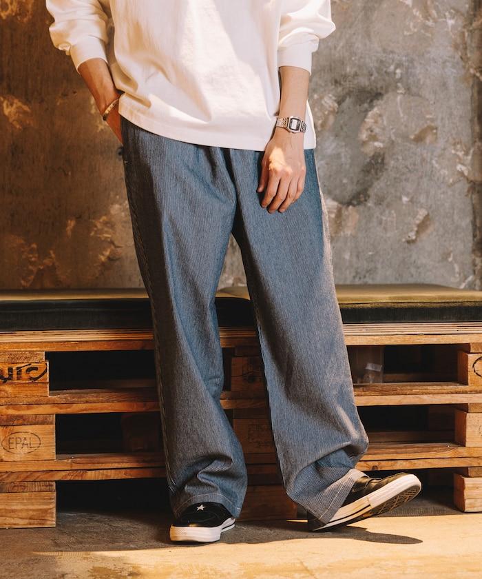 版 寬鬆牛仔廚師褲