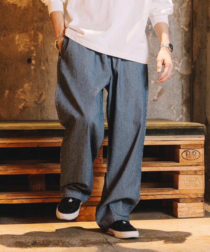 版 寬鬆牛仔廚師褲