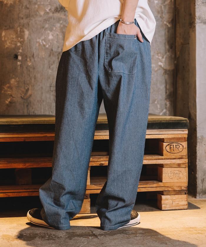 版 寬鬆牛仔廚師褲