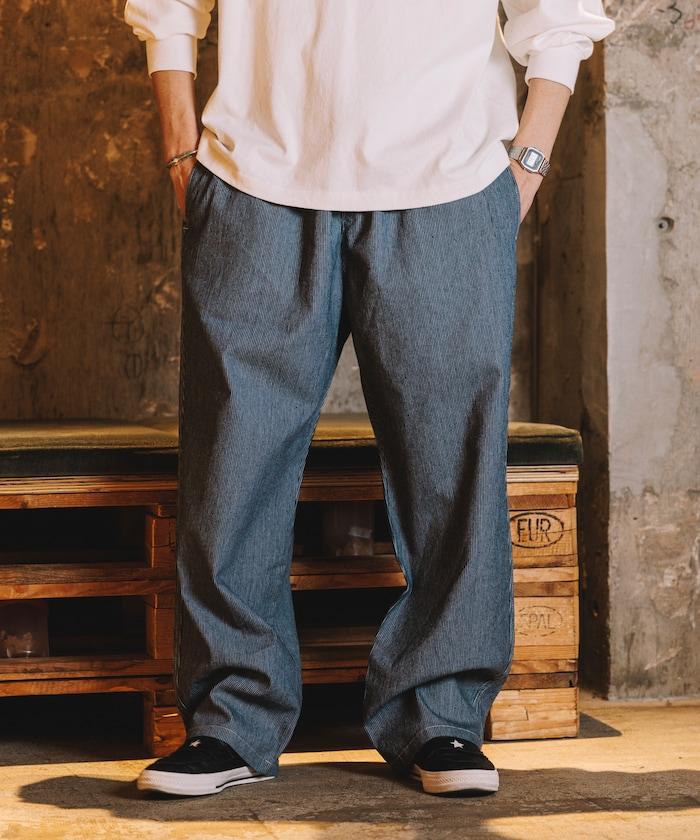 版 寬鬆牛仔廚師褲