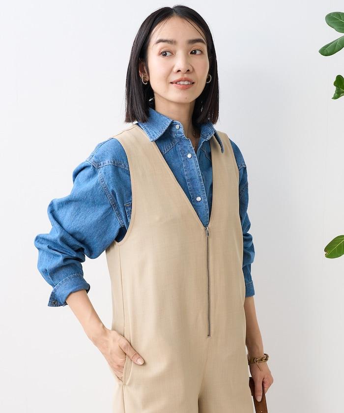 亞麻觸感連體褲