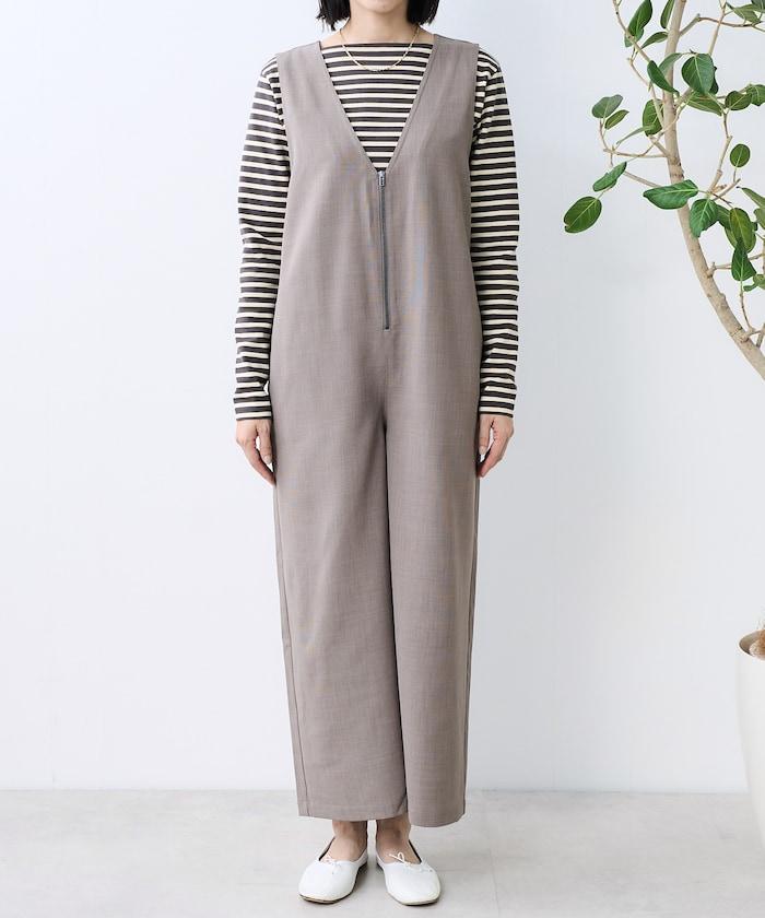 亞麻觸感連體褲