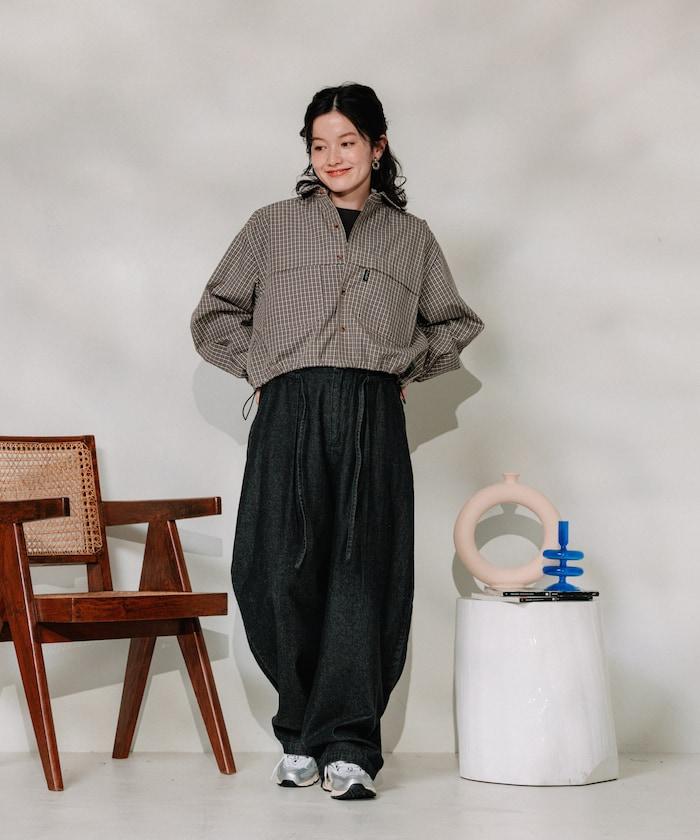 聯名 繫帶鬆緊褶襉褲