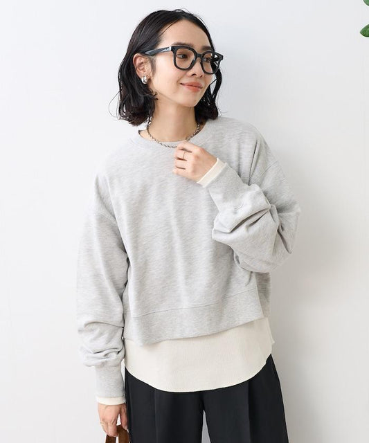 【套裝商品】短款衛衣 紋理T恤 套裝