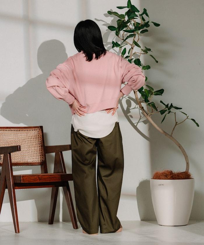 聯名 繫帶鬆緊褶襉褲