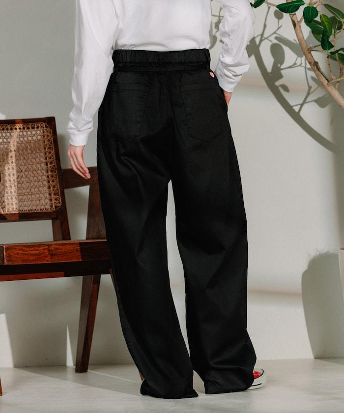 聯名 繫帶鬆緊褶襉褲