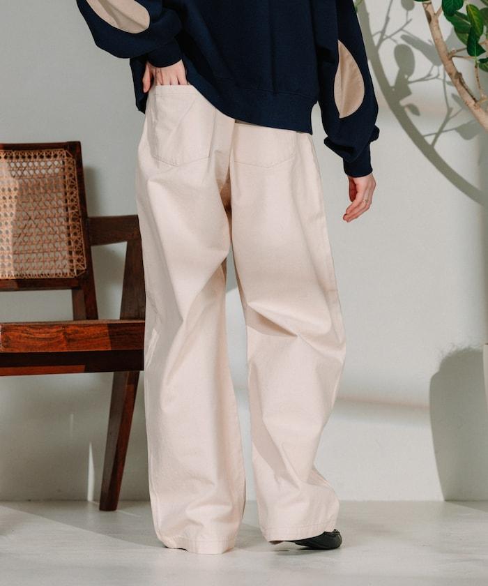 聯名 繫帶鬆緊褶襉褲