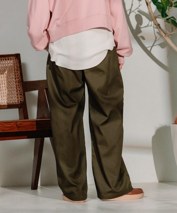 聯名 繫帶鬆緊褶襉褲