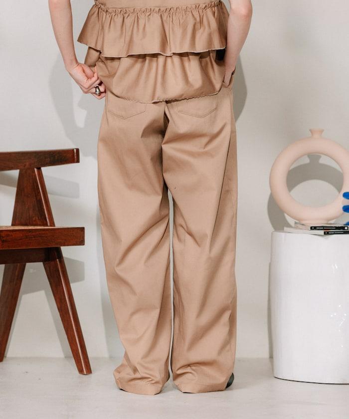 聯名 繫帶鬆緊褶襉褲