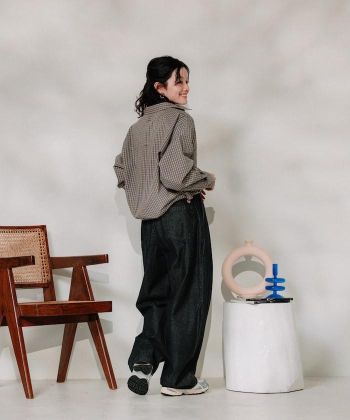 聯名 繫帶鬆緊褶襉褲