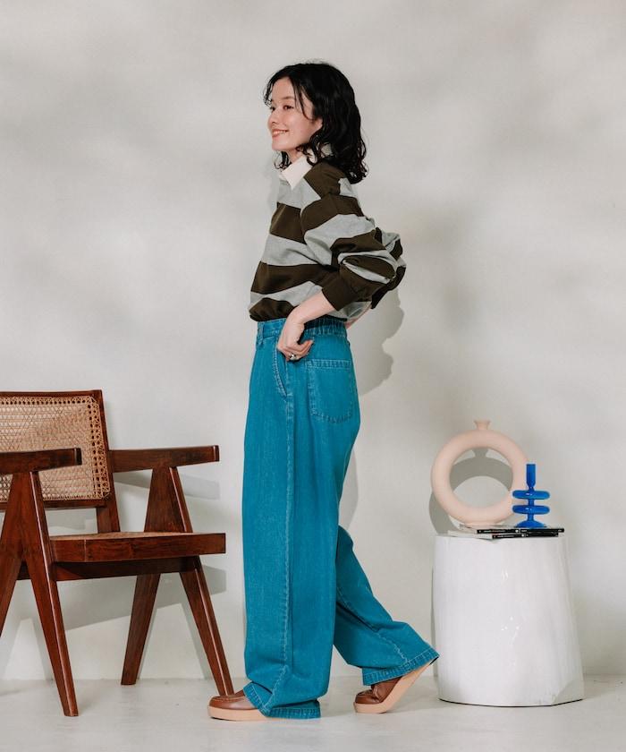 聯名 繫帶鬆緊褶襉褲