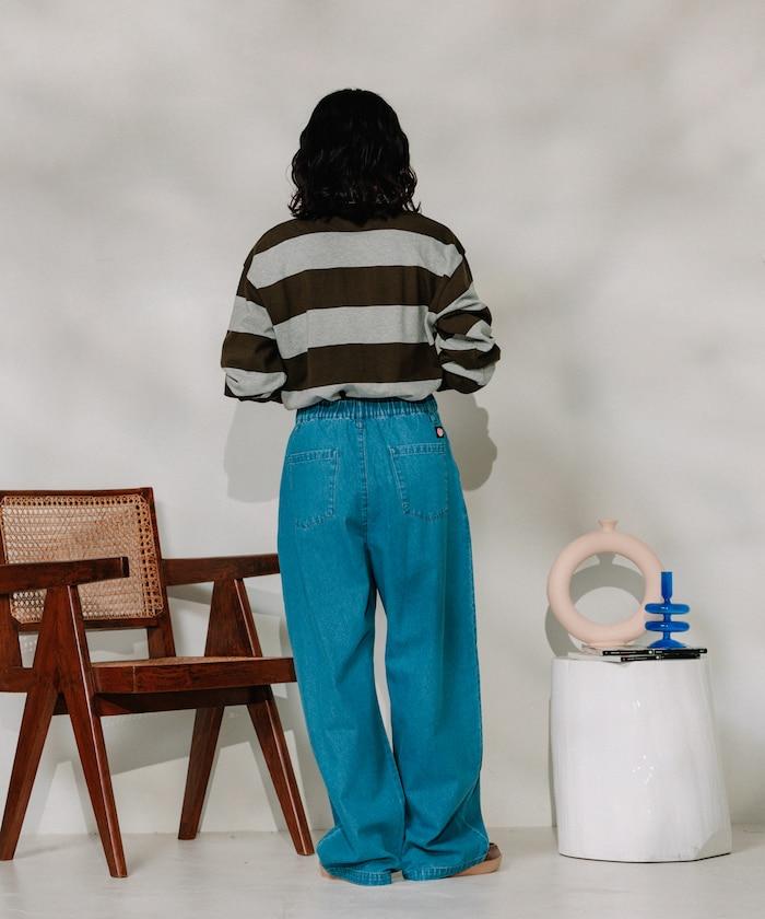 聯名 繫帶鬆緊褶襉褲