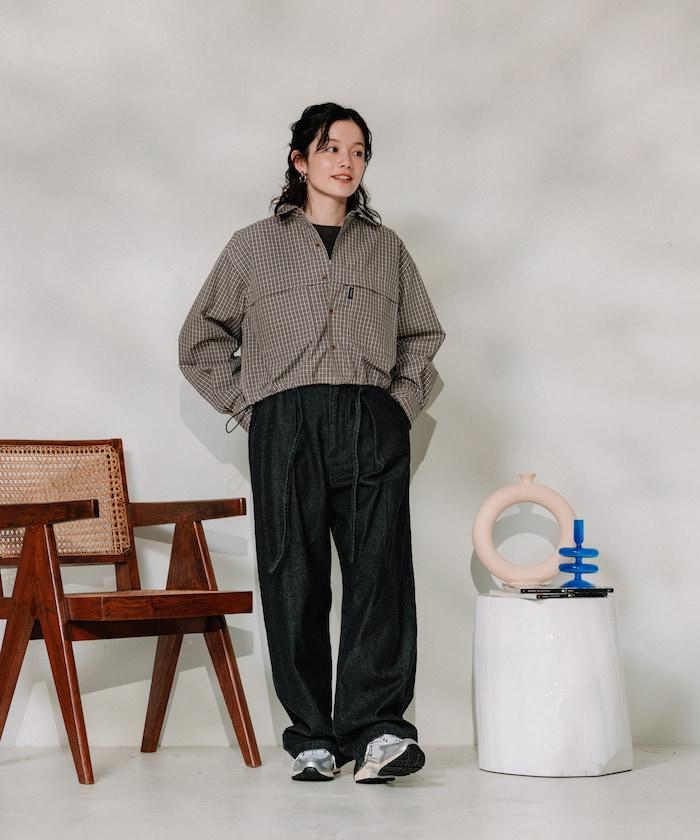 聯名 繫帶鬆緊褶襉褲