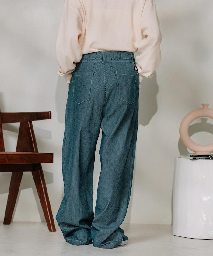 聯名 繫帶鬆緊褶襉褲