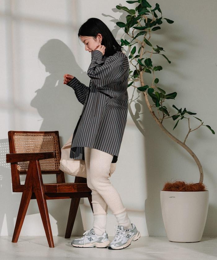 揹帶蝴蝶結條紋襯衫