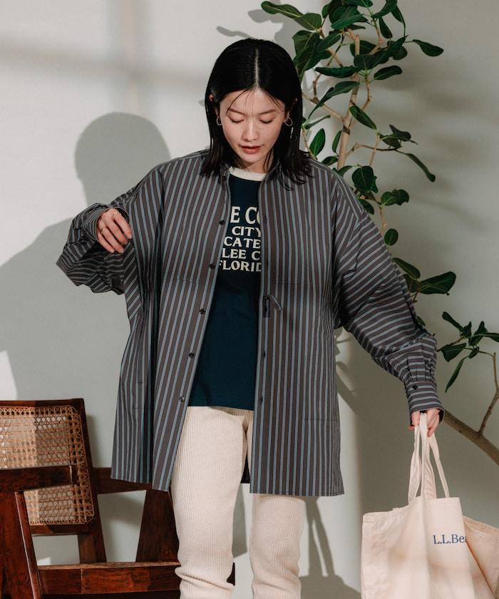 揹帶蝴蝶結條紋襯衫