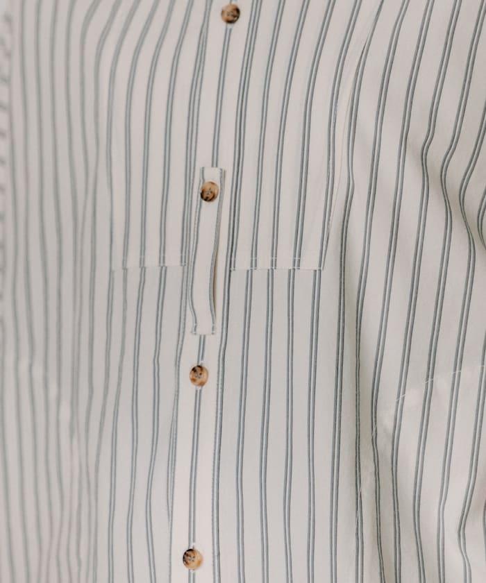 揹帶蝴蝶結條紋襯衫