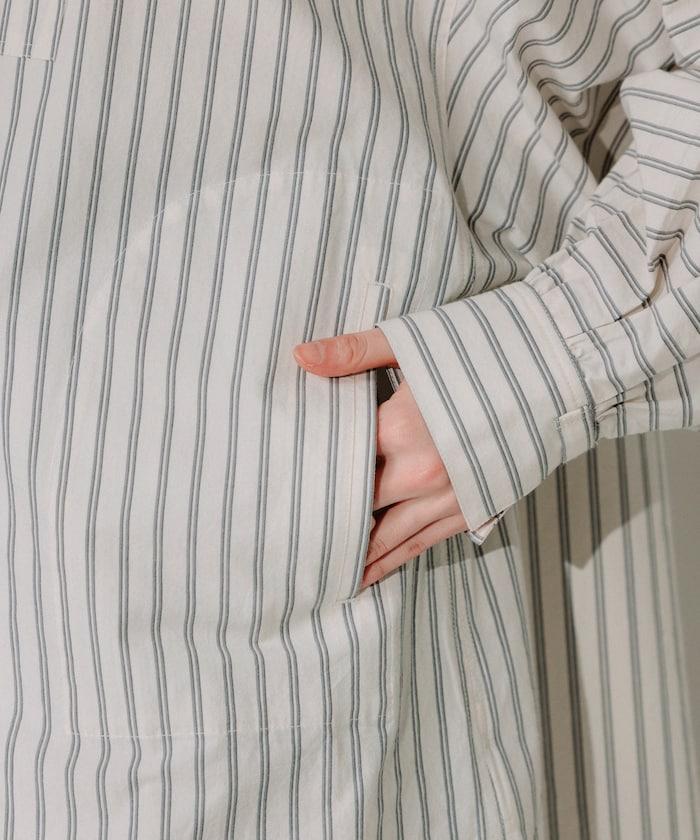 揹帶蝴蝶結條紋襯衫