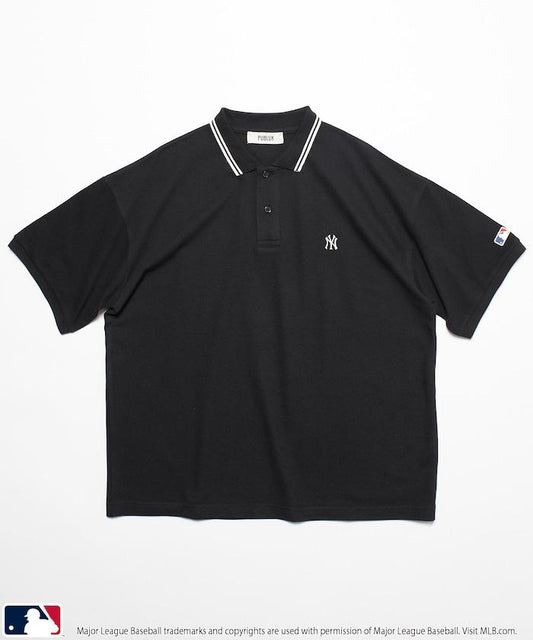 聯名 MLB 鹿子紋 立領短袖Polo衫
