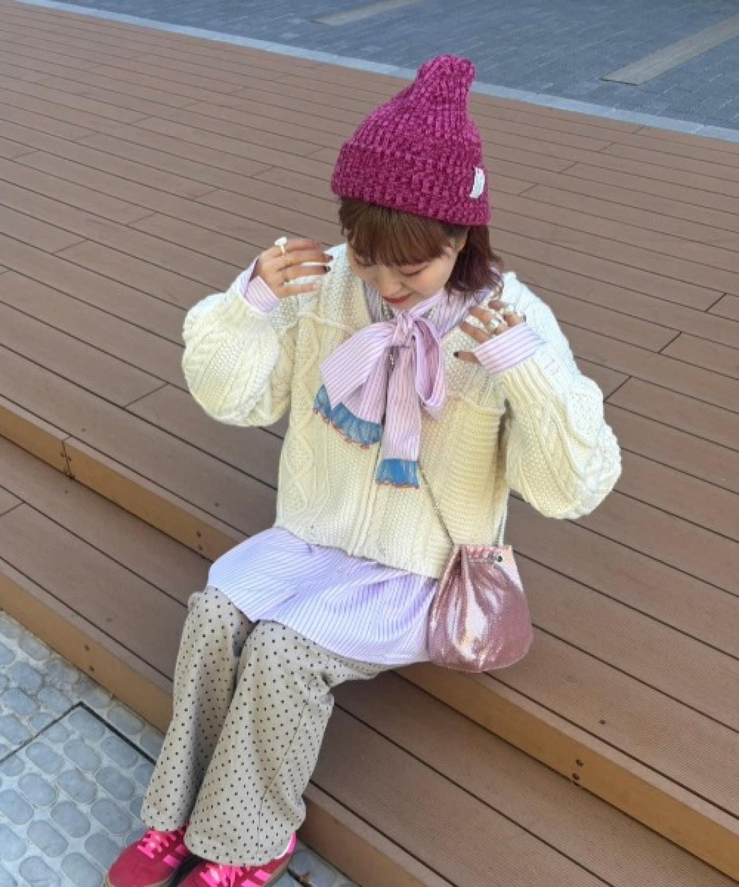 【HS】【momo企劃】條紋兩穿蝴蝶結襯衫