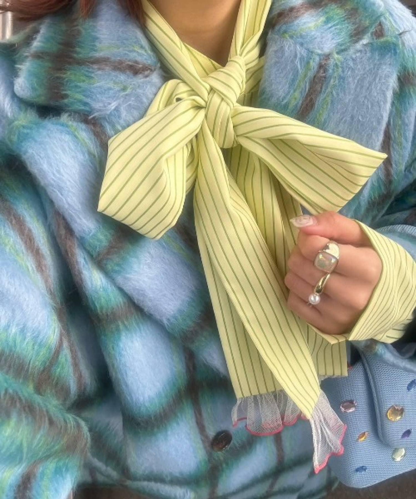 【HS】【momo企劃】條紋兩穿蝴蝶結襯衫