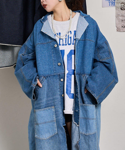 【etsinta】翻新牛仔店長款外套